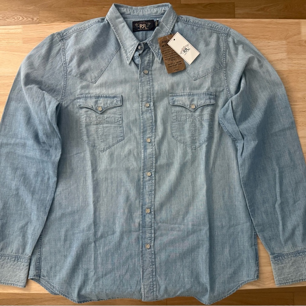 Ralph Lauren Double RL Men's Light Blue Chambray Shirt